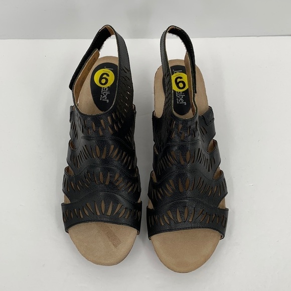 Josef Seibel Sunny black leather sandal laser bootie cut-out heel shoe new 40 9 - Picture 4 of 8